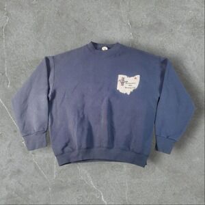 Vintage Mustang Sweatshirt Mens Large Navy Blue‎ 1990s Muscle Car Club Crewneck